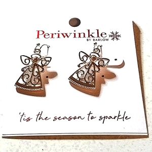 ⛄🎄Holiday Silver Angel Earrings with cubic zirconia NWT